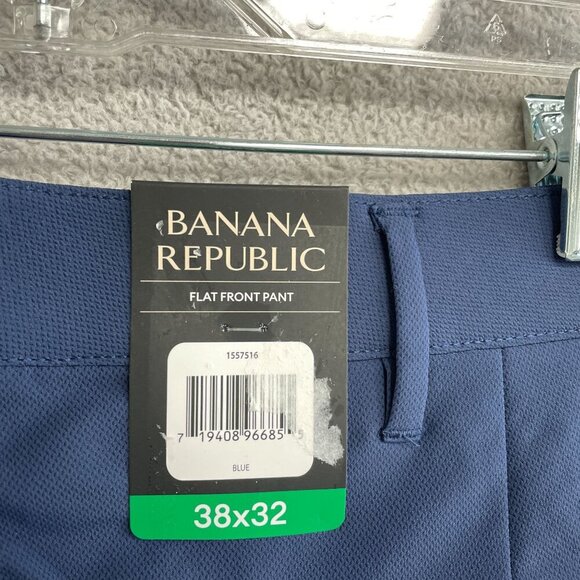 NEW Banana Republic Men's 38x32 Flat Front Tech Pants Blue Polyester - Picture 5 of 8